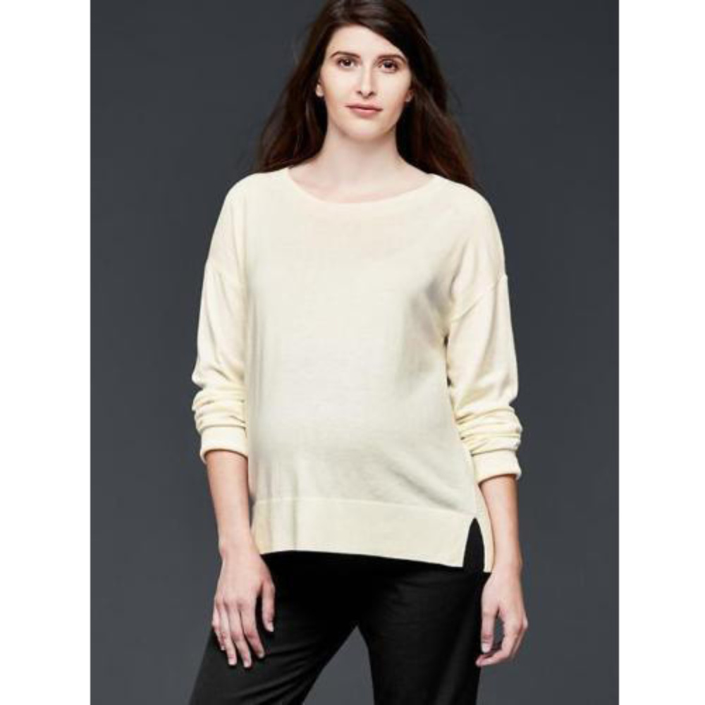 Gap Maternity NWT Ivory Brooklyn Crew Pullover Sweater Large